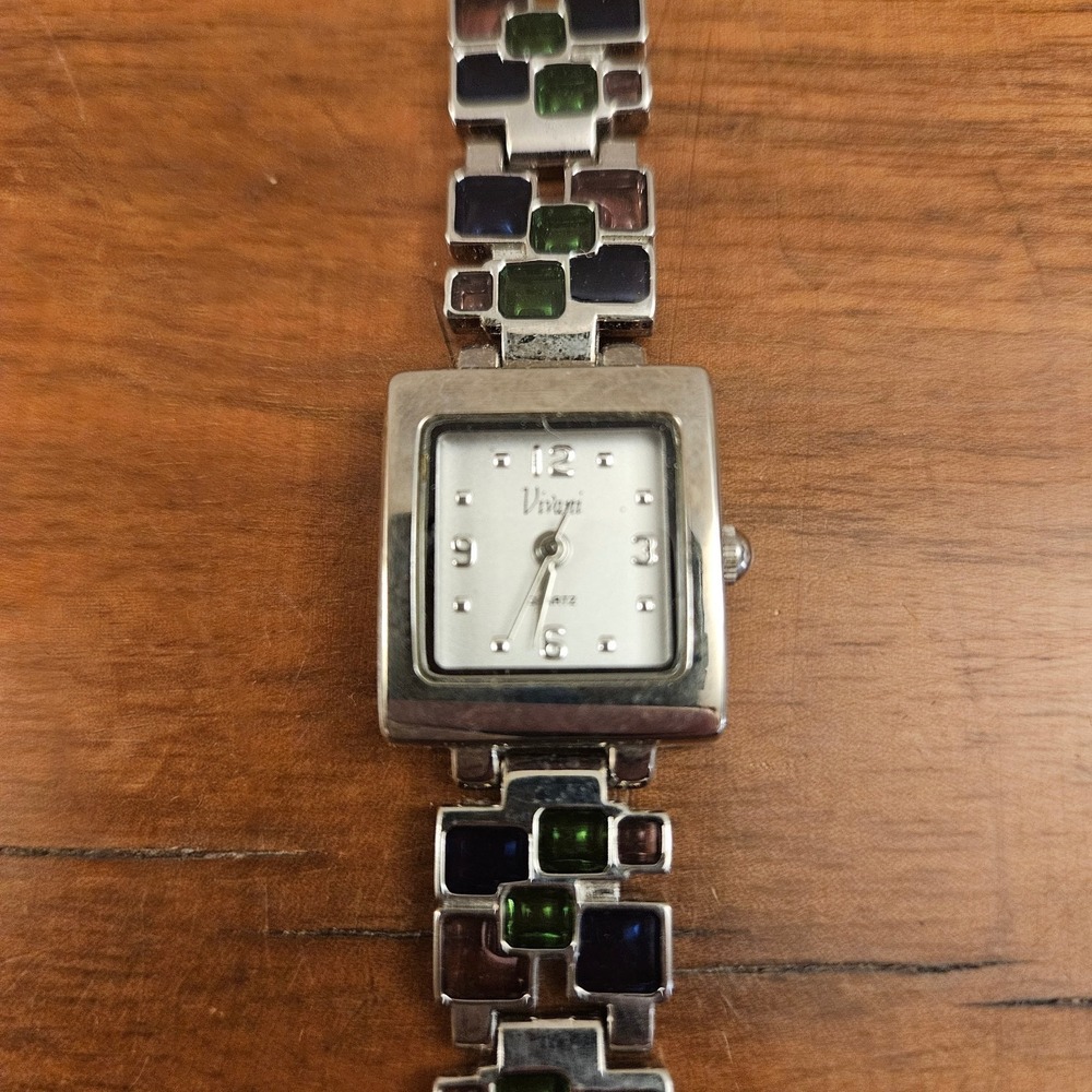 Vintage Vivani Watch Quartz Women's Multicolor Silver Needs New Battery Untested